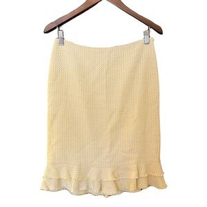 Ann Taylor Yellow Tweed Ruffle Hem Pencil Skirt Butter Yellow Old Money Preppy